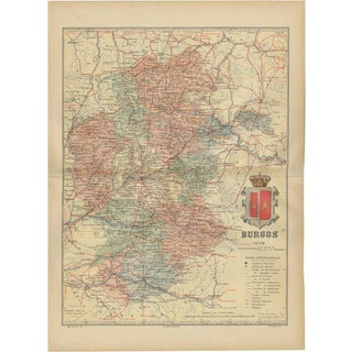 Map of Castiles Historic Heartland in Spain, 1902 For Sale