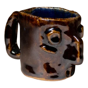 Late 20th Century Vintage Studio Pottery Ceramic Abstract Face Mug Signed 'Gizzelle Roldan'