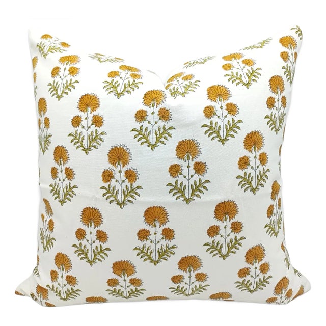 Fabdivine Handcrafted Block Print Cushion Cover 20x20 Inch Thick Cotton White-Rishi For Sale