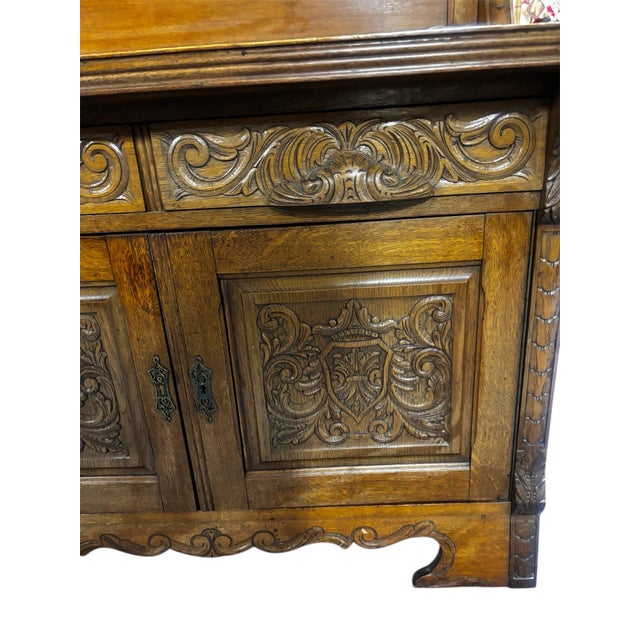 Wood 1920s Carved Oak Sideboard Bar For Sale - Image 7 of 8
