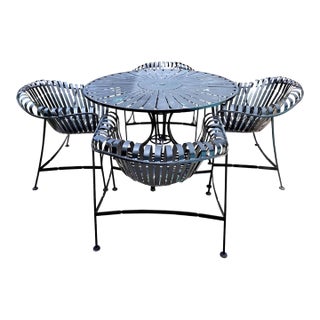 Mid 20th Century Woodard Mid Century Modern Strap Iron Patio - Set of 5, Attributed For Sale