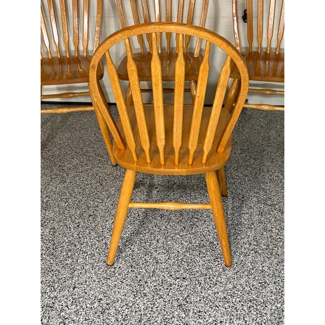 Late 20th Century Vintage Solid Oak Dinaire Bow-Back Windsor Dining Chairs, Set of 4 For Sale - Image 5 of 6