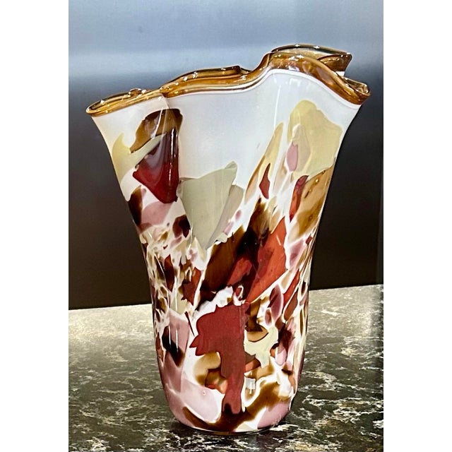 Late 20th Century Josefina Handmade “Handkerchief” Style Marbled Vase Krosno, Poland For Sale - Image 4 of 6