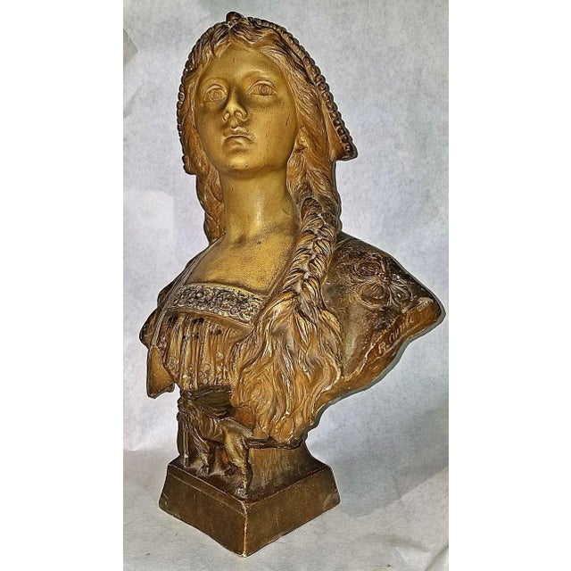 Antique White Plaster Teracotta Bust - Venetian Girl by Richard Aurili For Sale - Image 9 of 12