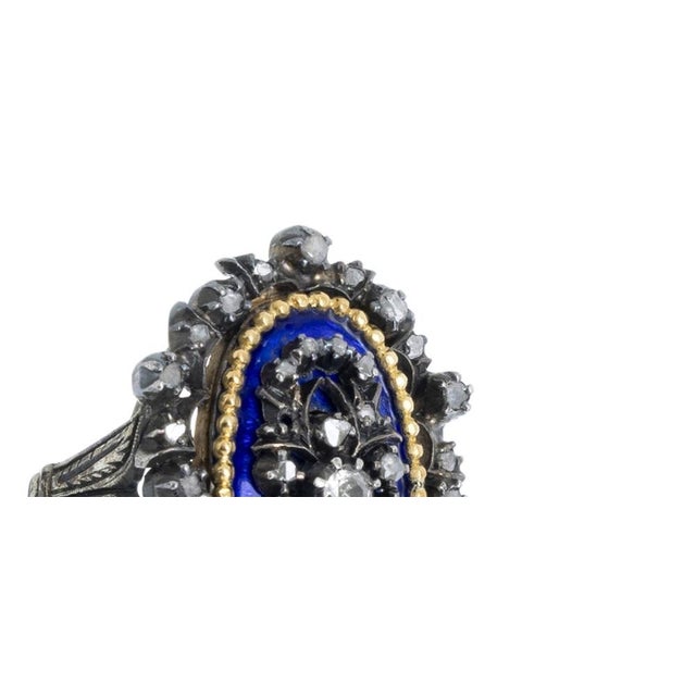 Silver and Gold Ring with Enamel and Diamonds, 19th Century For Sale - Image 5 of 8