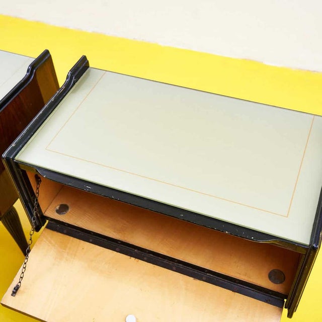 Bedside Tables with Glass Top, 1950s, Set of 2 For Sale - Image 6 of 11