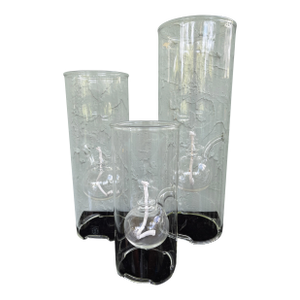 Late 20th Century Set of Three Wolfard Hand-Blown Cylindrical Clear Glass Oil Lamps