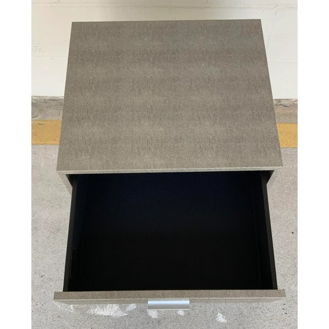 Metal Modern Gray Faux Shagreen Side Table For Sale - Image 7 of 8