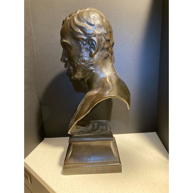 Early 20th Century Antique Bronze Bust of Louis Pasteur For Sale - Image 5 of 11