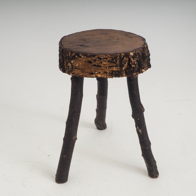 Rustic Hand-Crafted Wooden Stool, 1960s For Sale - Image 14 of 14