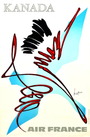 Vintage "Air France, Kanada" Travel Poster, 1968 Design by Georges Mathieu