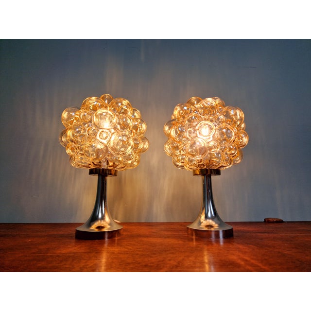 Bubble Glass Lamps by Helena Tynell for Glashütte Limburg, 1970, Set of 2 For Sale - Image 11 of 18