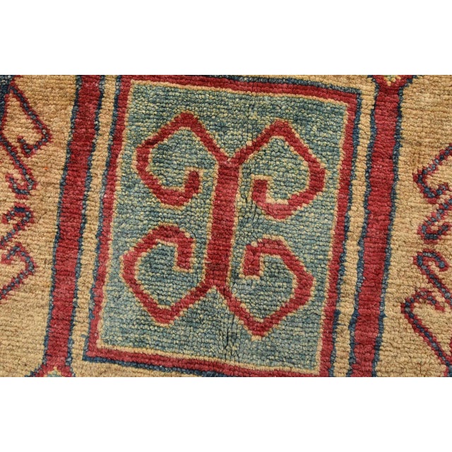 Red Kazak Rug 7' X 10'4'' Red Wool Tribal Hand-Knotted Oriental Carpet For Sale - Image 8 of 15