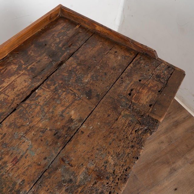 Late 19th Century 19th Century Rustic Pine Work Table With Shelf, Console or Island For Sale - Image 5 of 16