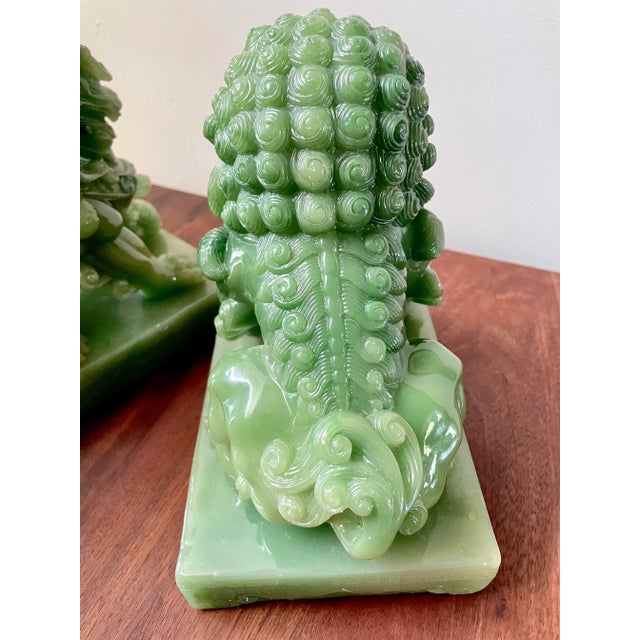 1950s Acrylic Jade Shishi Guardian Lions- a Pair For Sale - Image 6 of 13
