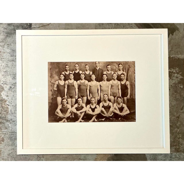 Wood Vintage Boho Original Yale Swim Team Photo For Sale - Image 7 of 7