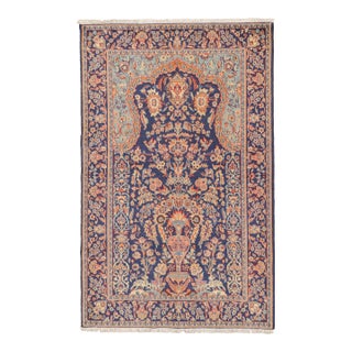 Semi-Antique Hand-Knotted Persian Kashan Rug 4'3" X 6'9" For Sale