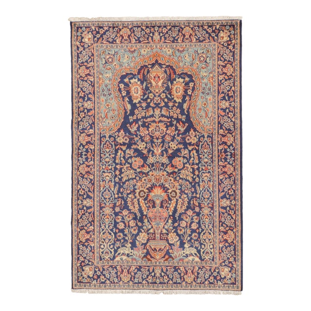 Semi-Antique Hand-Knotted Persian Kashan Rug 4'3" X 6'9" For Sale