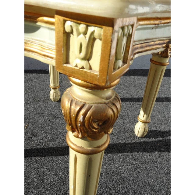 Gold Vintage French Louis XVI Ornate End Table Side Table in Creme & Gold W Stone For Sale - Image 8 of 11