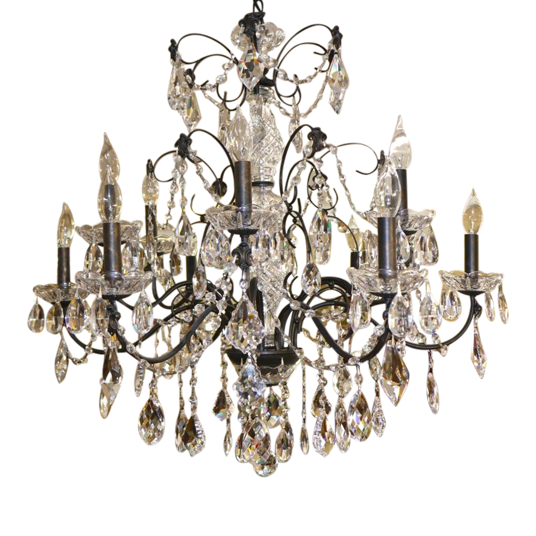 Schonbek 17124-76 Century 12 Light Black Frame Crystal Chandelier