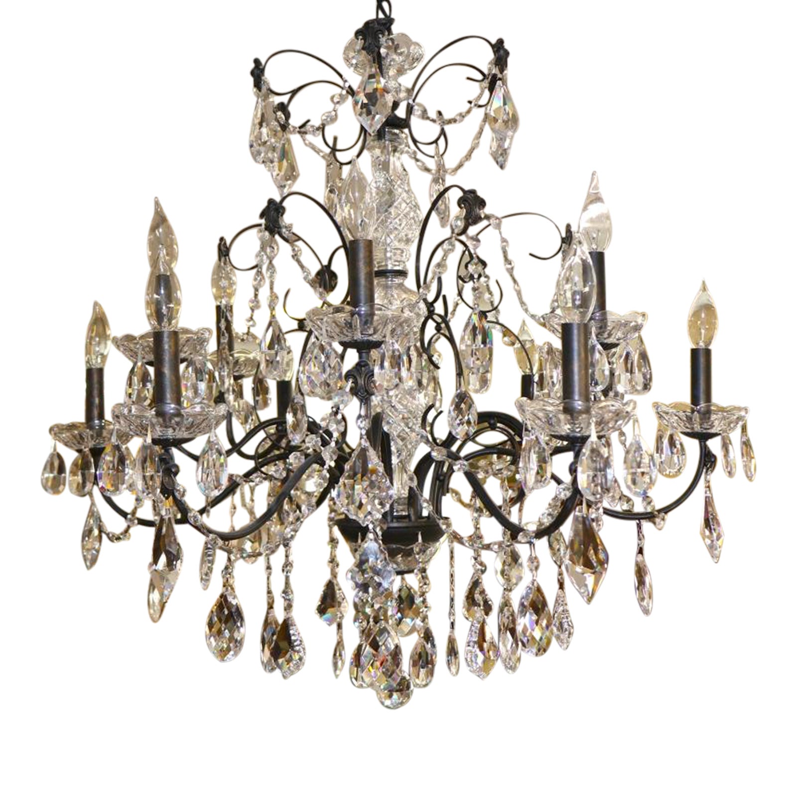 Schonbek 17124-76 Century 12 Light Black Frame Crystal Chandelier