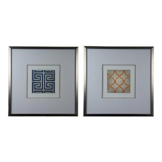 Trellis & Surya Greek Key Modern Geometric Signed & Numbered Graphic Art Prints - Set of 2 For Sale