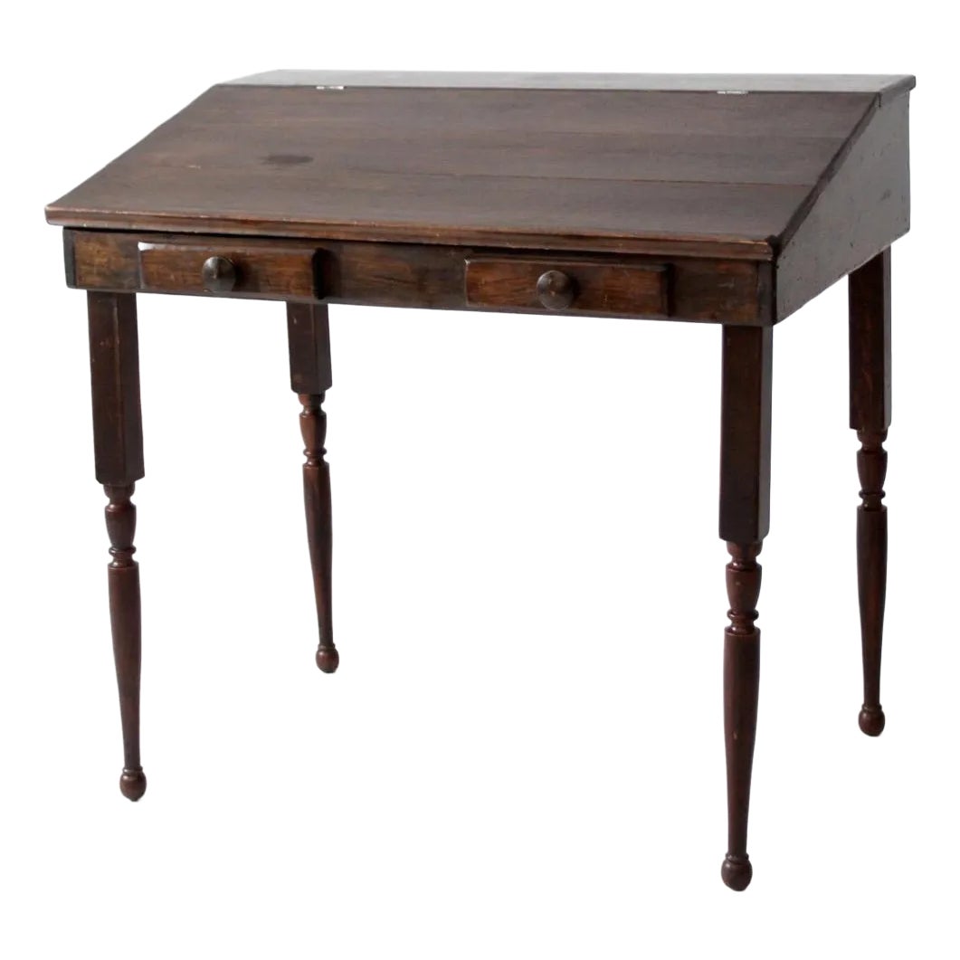 Vintage Slant Top Wood Desk | Chairish