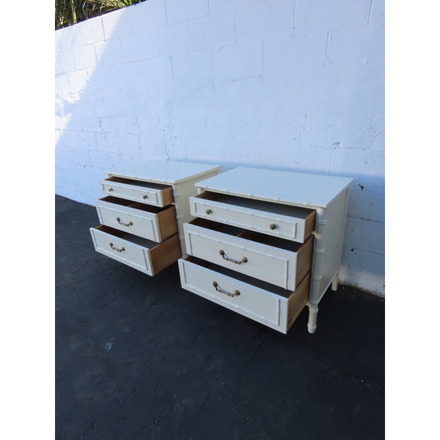 Thomasville Hollywood Regency Faux Bamboo Nightstands Bedside Tables a Pair 6644 For Sale In Miami - Image 6 of 18