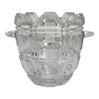 Vintage Towle Crystal Ice Bucket & 24k Gold Plate Tongs For Sale
