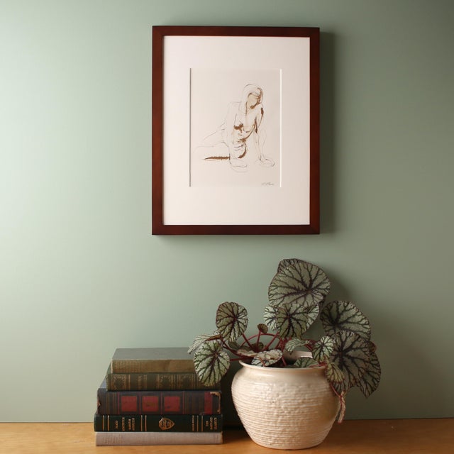 Wood Seated Twist Original Ink Nude Figure Pen and Ink Drawing For Sale - Image 7 of 9