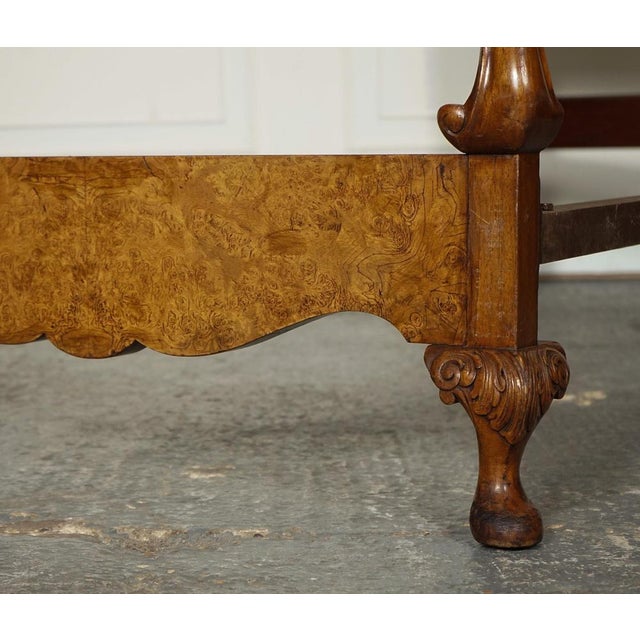 Art Deco English Burr Walnut Vono Bedstead Frame with Queen Anne Legs, 1930s For Sale - Image 11 of 18