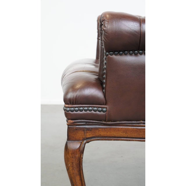 English Cowhide Chesterfield Armchair with Wood Legs For Sale - Image 12 of 16