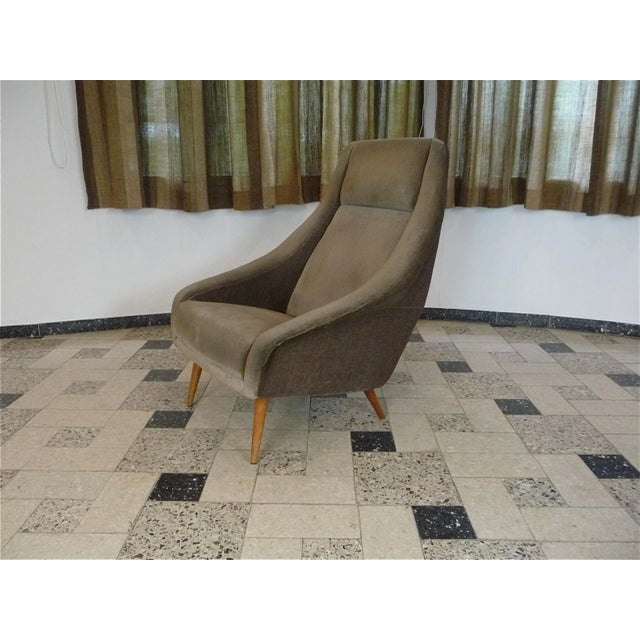 Italian Mohair Velvet Highback Chair, 1950s For Sale - Image 12 of 18