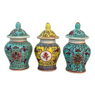 Chinese Miniature Lidded Temple Jars - A Set of 3 For Sale