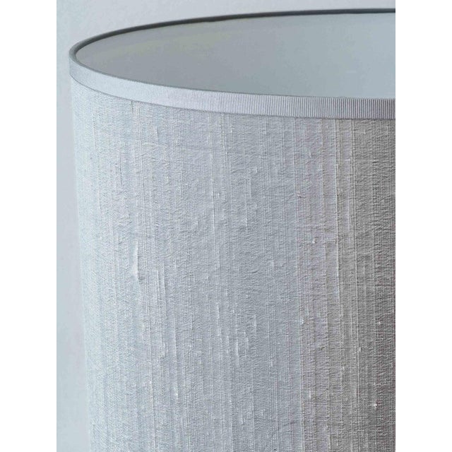 1970s Mid-Century Modern Ceramic Table Lamp with Silk Lampshade from Bay Keramik, 1950s For Sale - Image 5 of 14