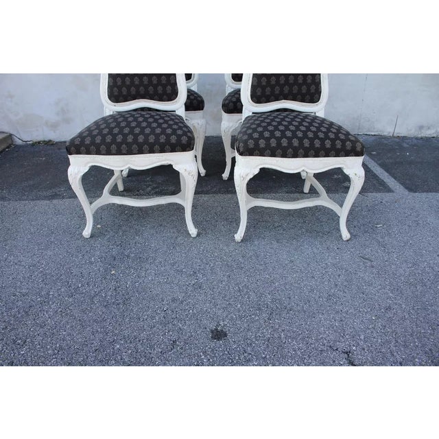 Textile Early 20th Century Set of 4 French Louis XVI Hand Painted Side, Dining Chairs with New Upholstery For Sale - Image 7 of 8