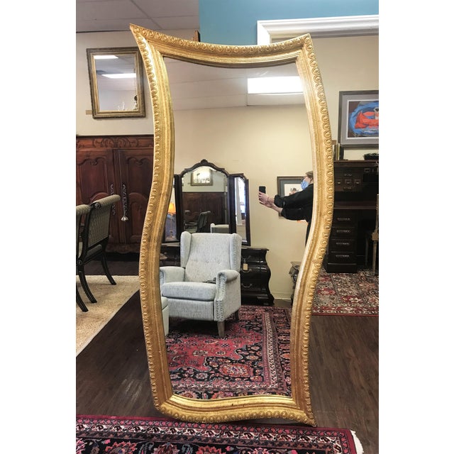 Late 20th Century Gold Gilded Serpentine Floor Mirror Chairish