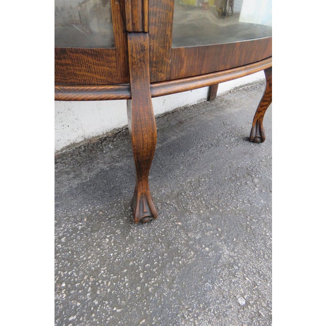 Larkin Early 1900s Claw Feet Oak Display Curio Cabinet Cupboard 5876 For Sale - Image 12 of 12