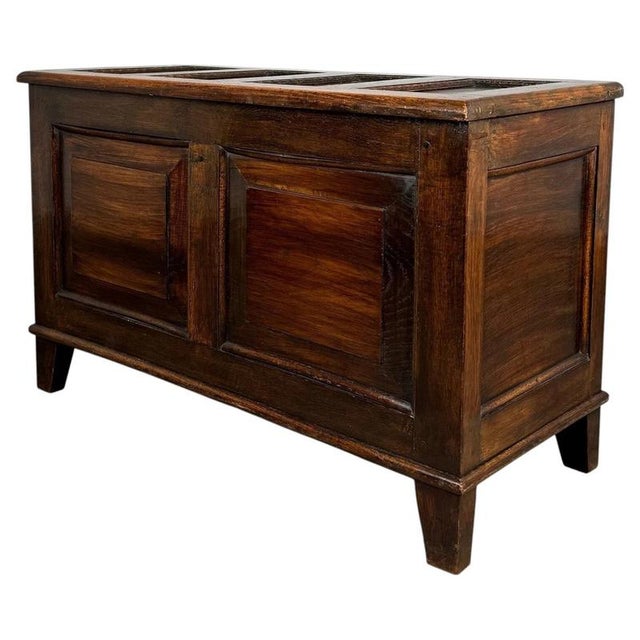 Early 20th Century Oak Blanket Box with Panelled Front For Sale - Image 9 of 11