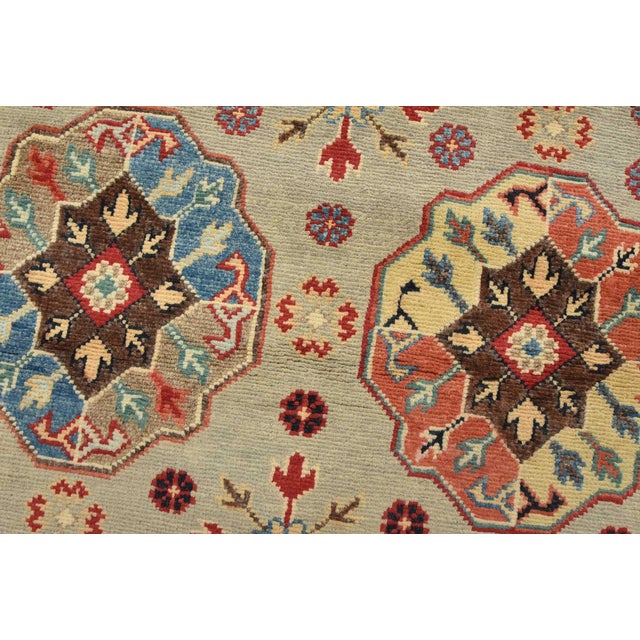 Kazak Runner 2’8” X 9’5” Gray Wool Tribal Hand-Knotted Oriental Rug For Sale - Image 4 of 13