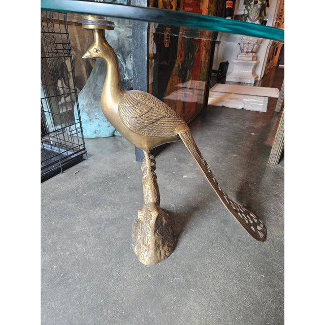 Hollywood Regency Pavo Glass & Brass Peacock Table by Anthropologie For Sale - Image 3 of 8