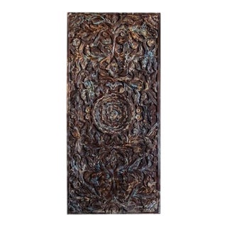 1920s Decorative Floral Carved Wood Barn Door For Sale