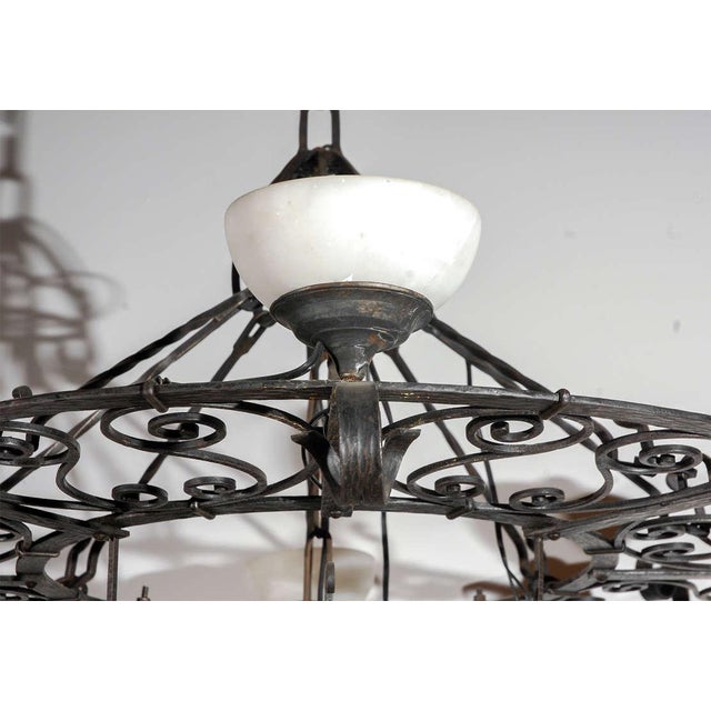 Early 20th Century French Iron and Alabaster Fixture For Sale - Image 5 of 10