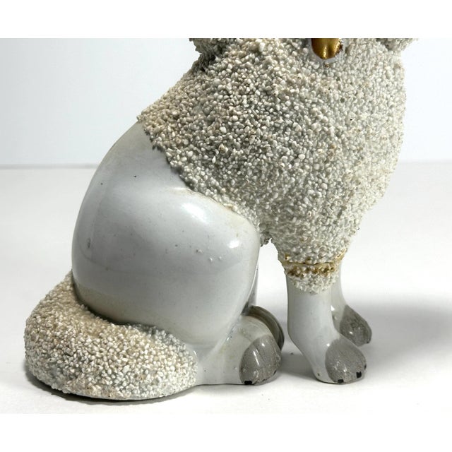 Modern Antique Staffordshire Confetti Poodle Figurine: Hand-Painted Pottery c. 1880 For Sale - Image 3 of 10