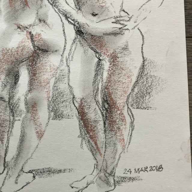 Contemporary Contemporary Original 4 Figure Female Nude Life Study Pastel Drawing For Sale - Image 3 of 4