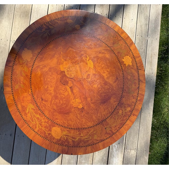 Italian Burlwood Marquetry Center Table With Custom Glass Top For Sale - Image 18 of 18