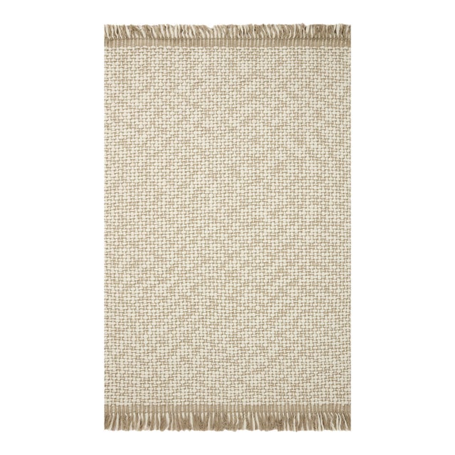 Amber Lewis x Loloi Yellowstone Natural / Ivory 18" x 18" Sample Rug For Sale