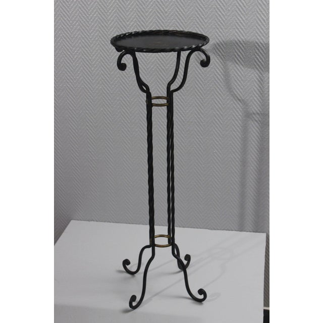 Gilbert Poillerat French Wrought Iron Gueridon Column Table by Gilbert Poillerat, 1930s For Sale - Image 4 of 17