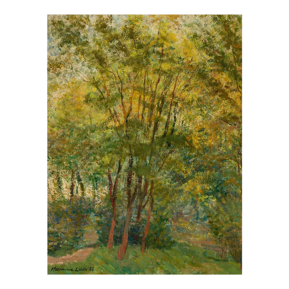 Vintage Autumn Forest Art Print – Green & Gold Woodland by Libin, 12