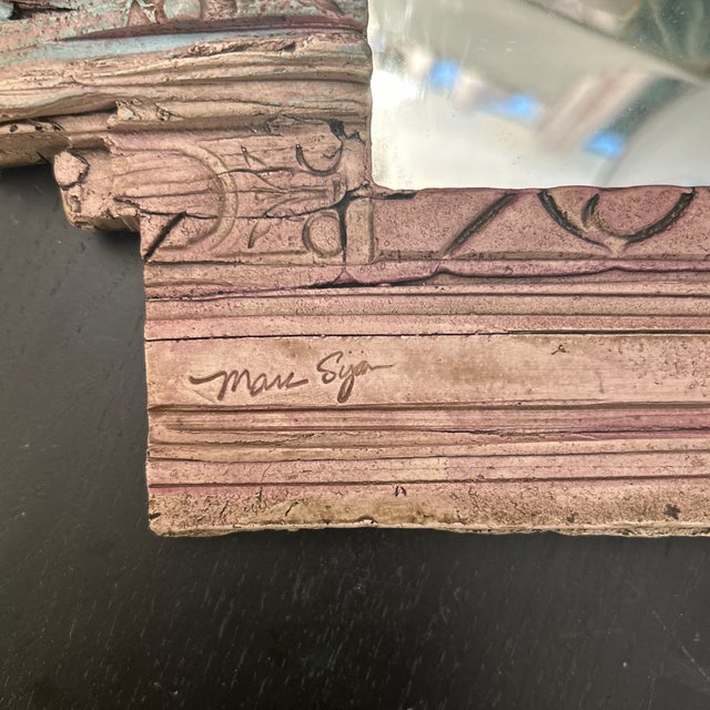 1970s Marc Sijan Art Nouveaux Style Mirror With Female Bust Signed For Sale - Image 5 of 12